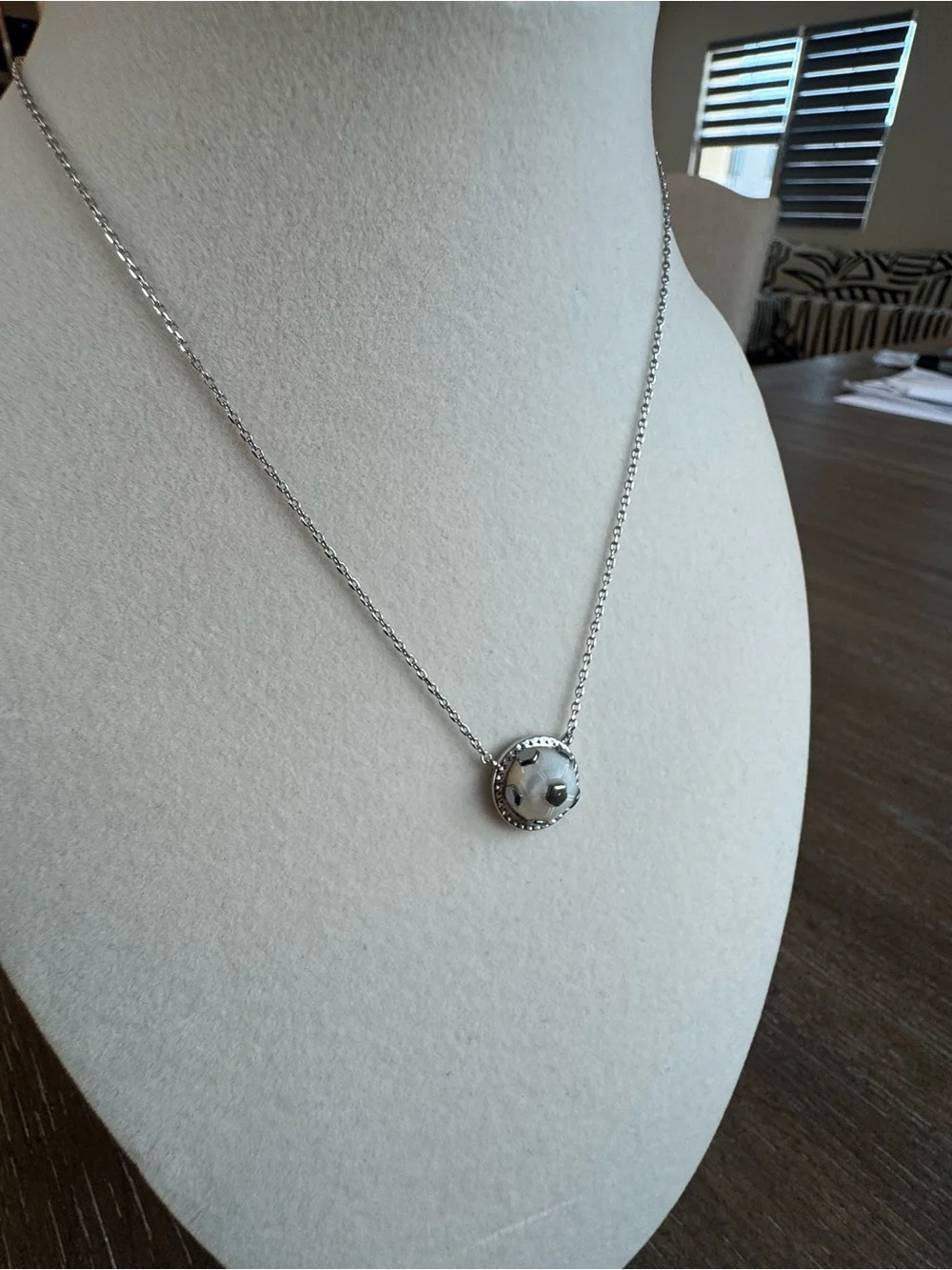 Kendra Scott Silver Soccer Ball Pendant Necklace 18” long - Picture 3 of 4